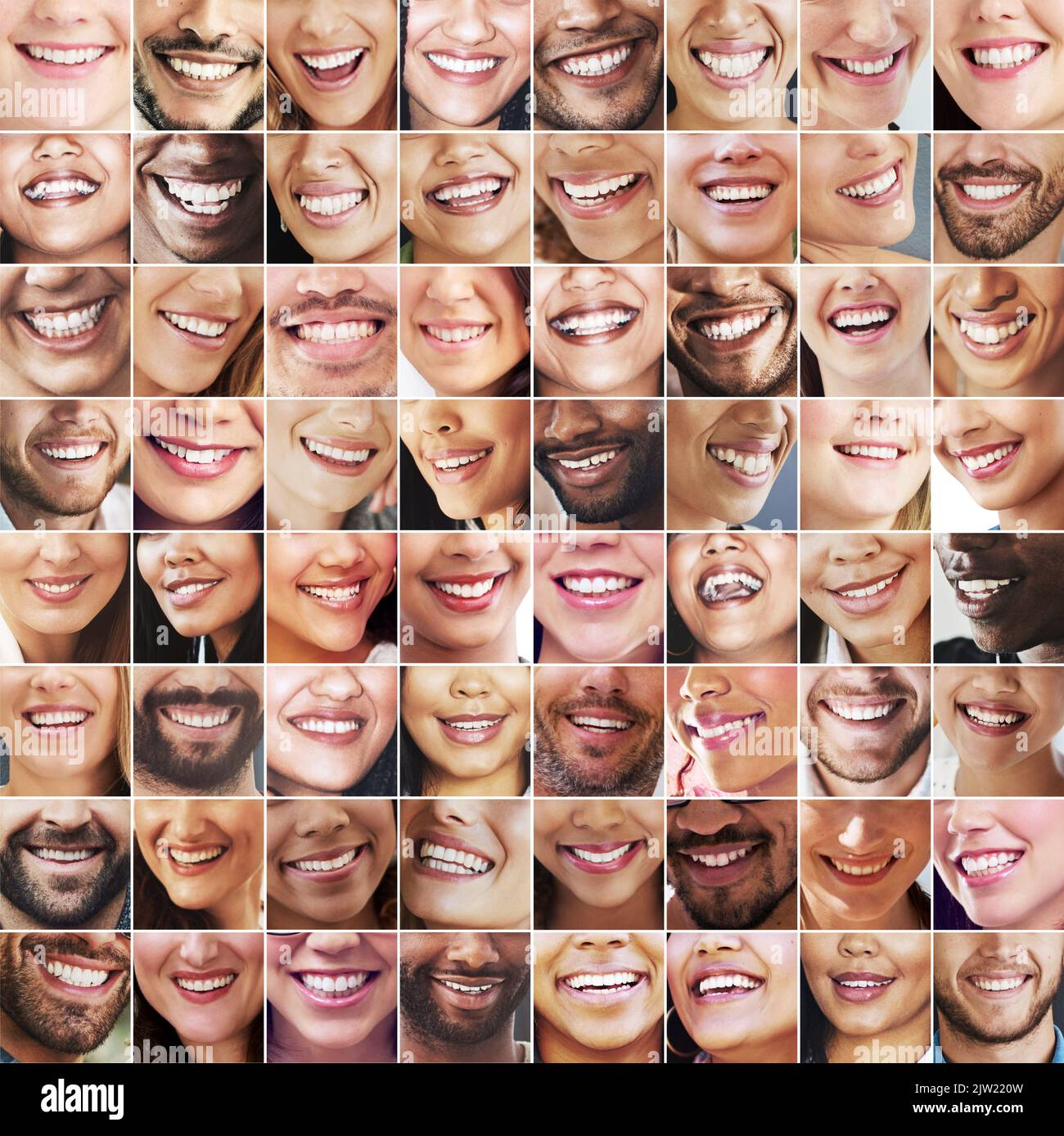 Miles of smiles. Composite image of an assortment of people smiling. Stock Photo