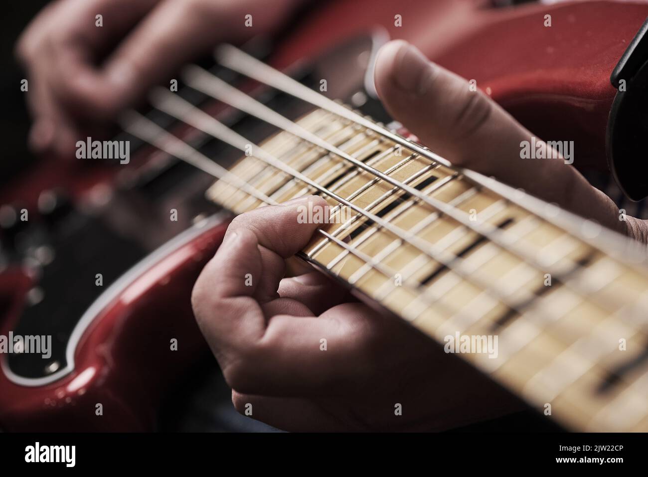 Time for my solo. an unrecognizable man playing an electric guitar at home. Stock Photo