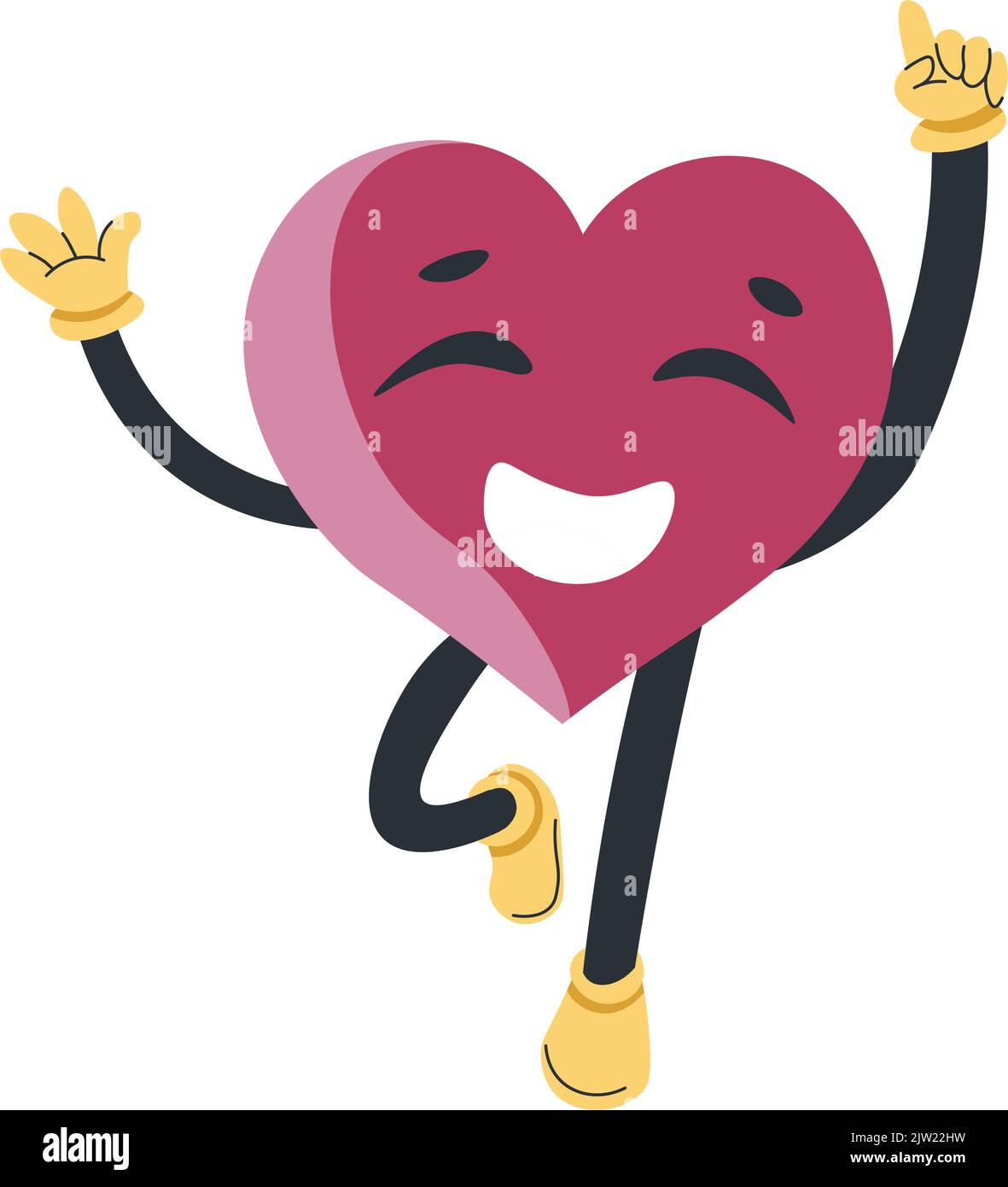 Cheering heart characters jumping and smiling Stock Vector