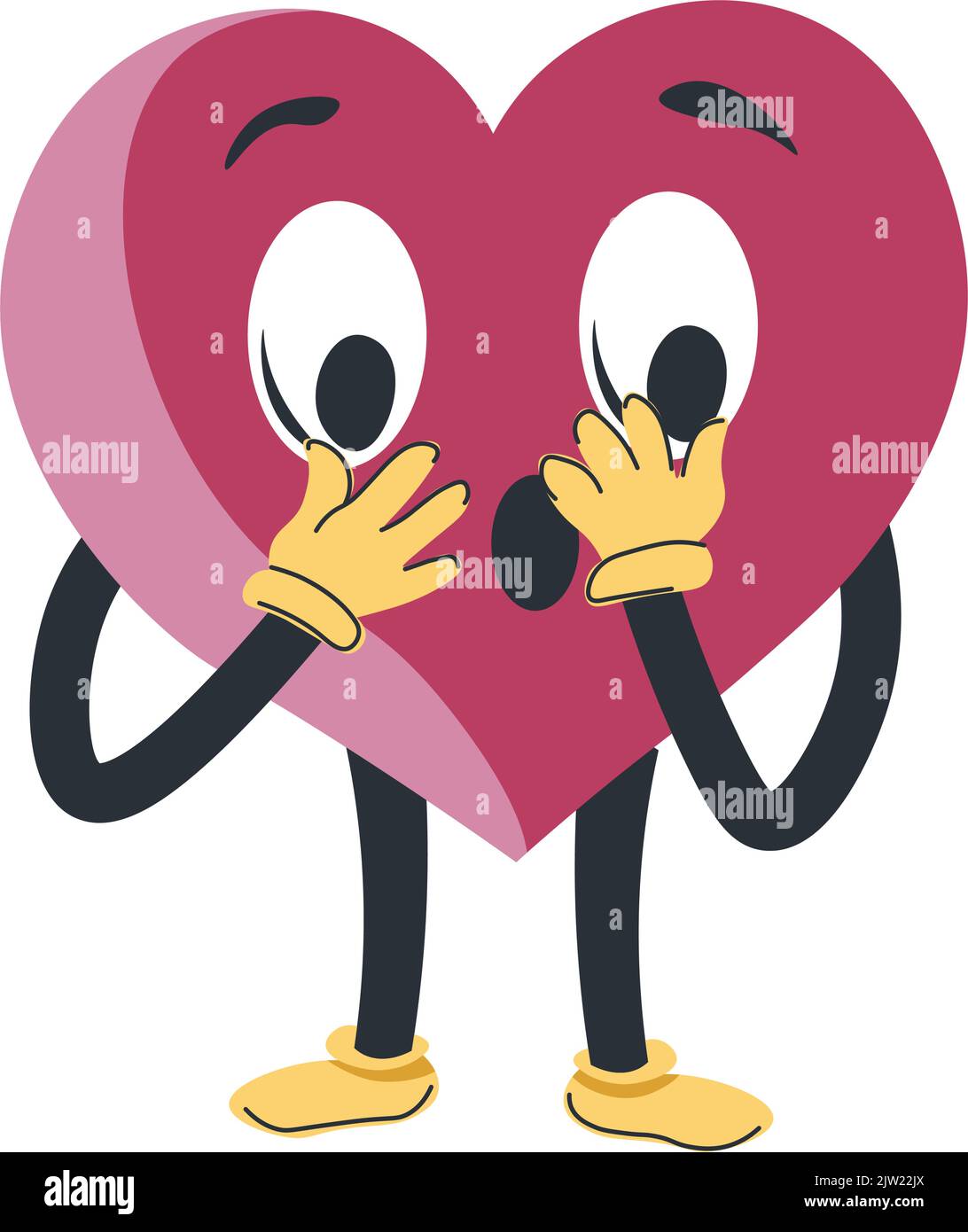 Shocked or surprised heart character, gasping Stock Vector
