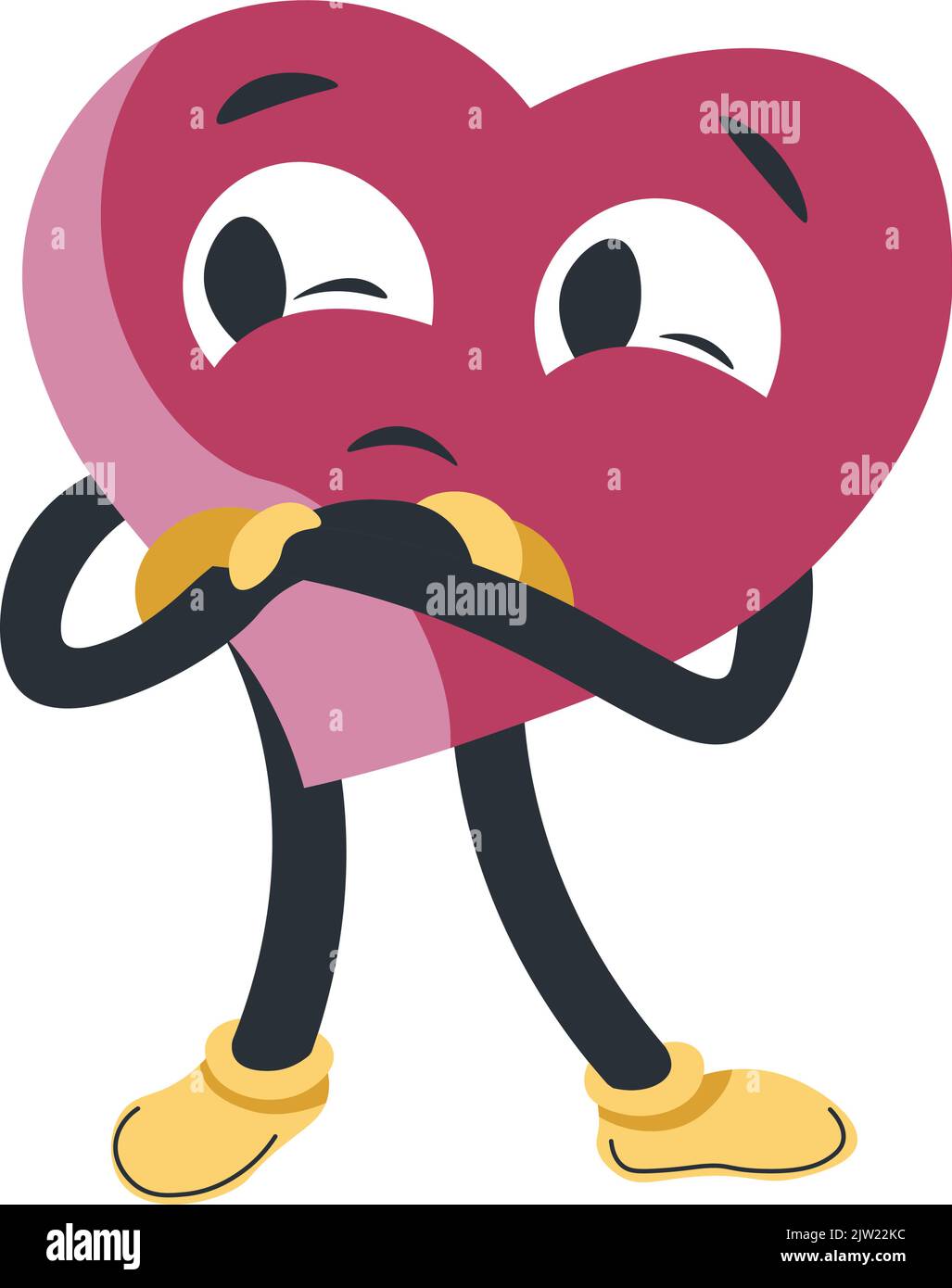 Offended heart character, hurt or upset vector Stock Vector