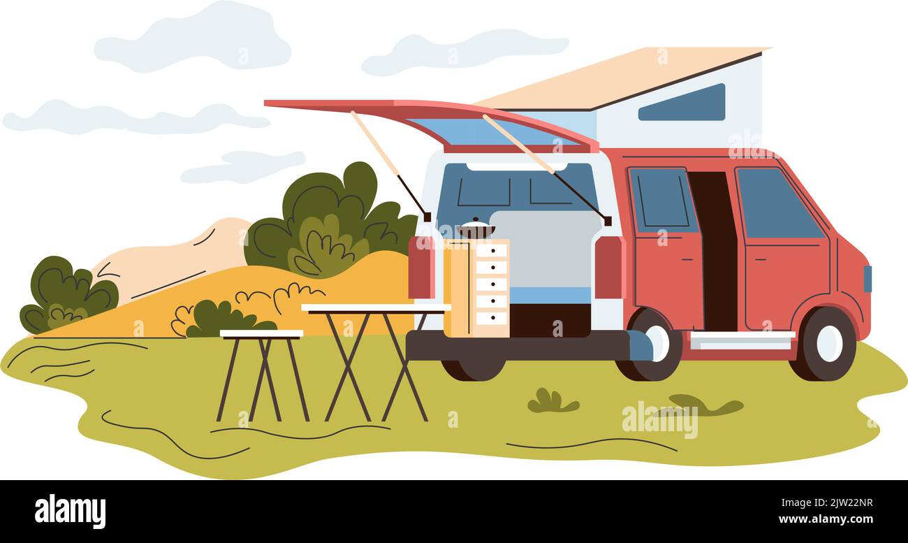 Camper in landscape on Stock Vector Images - Alamy