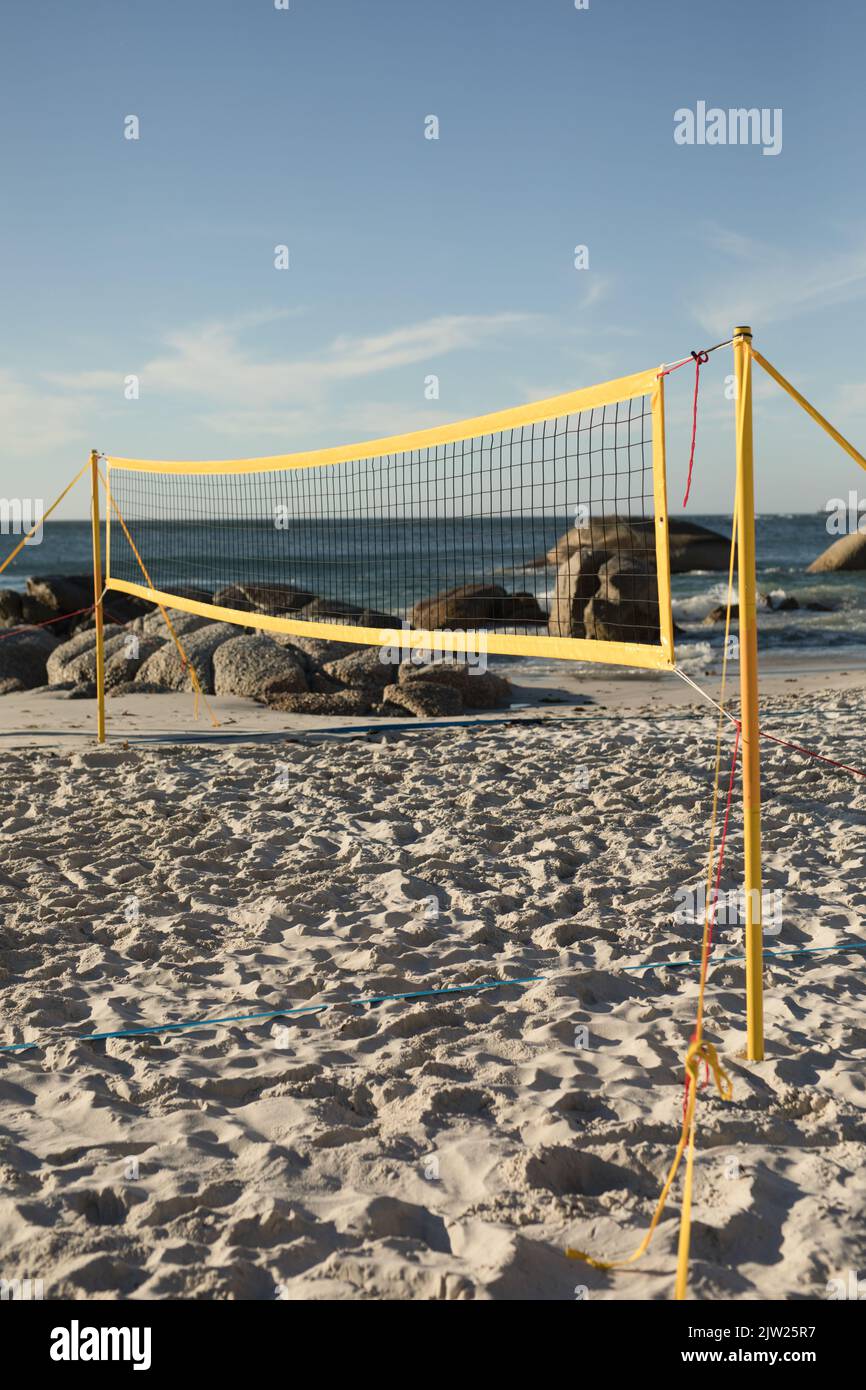 Volleyball net on the beach Stock Photo Alamy