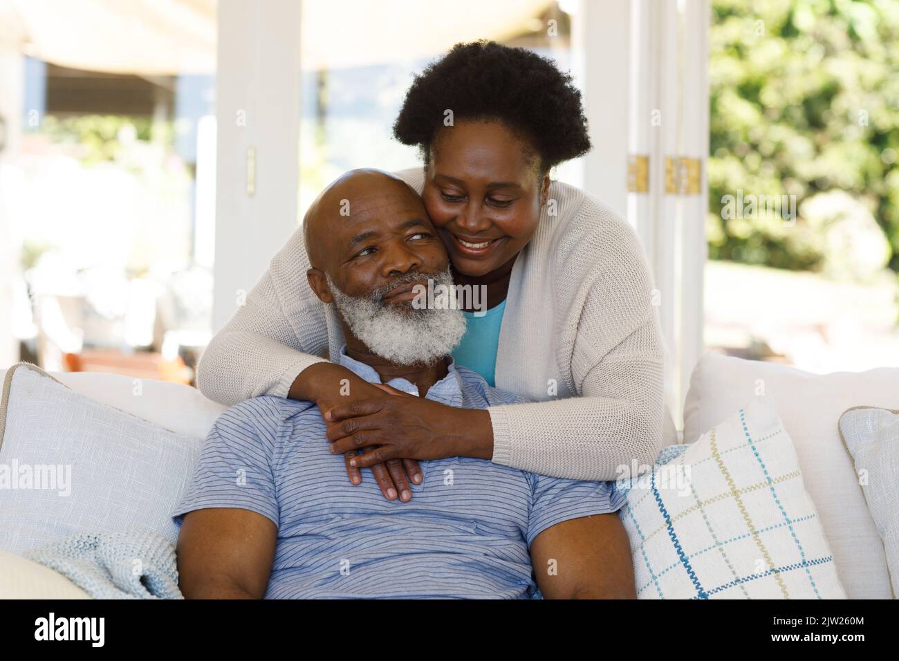 Senior african american couple spending time at home together Stock ...