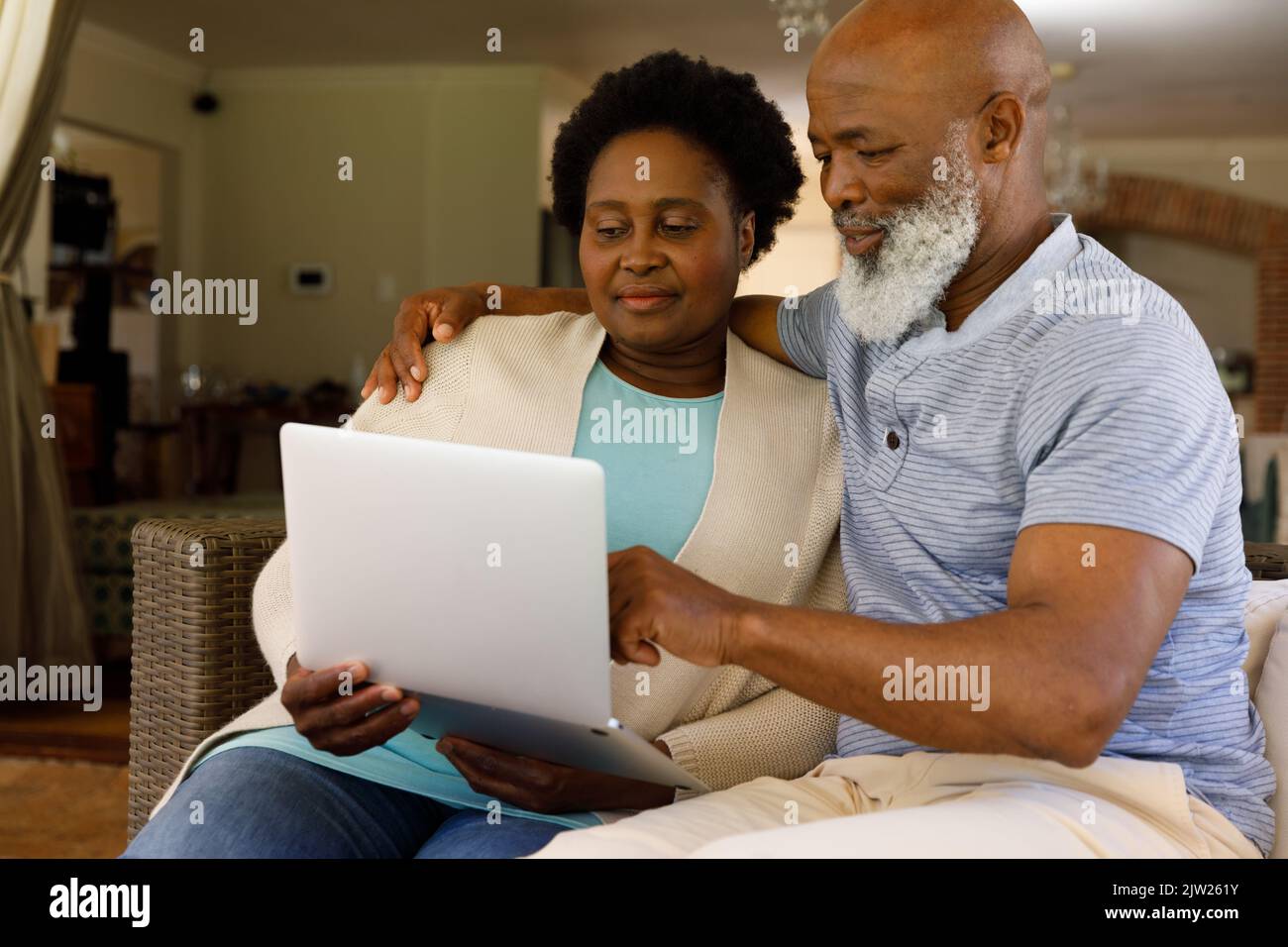 Senior african american couple spending time at home together Stock ...