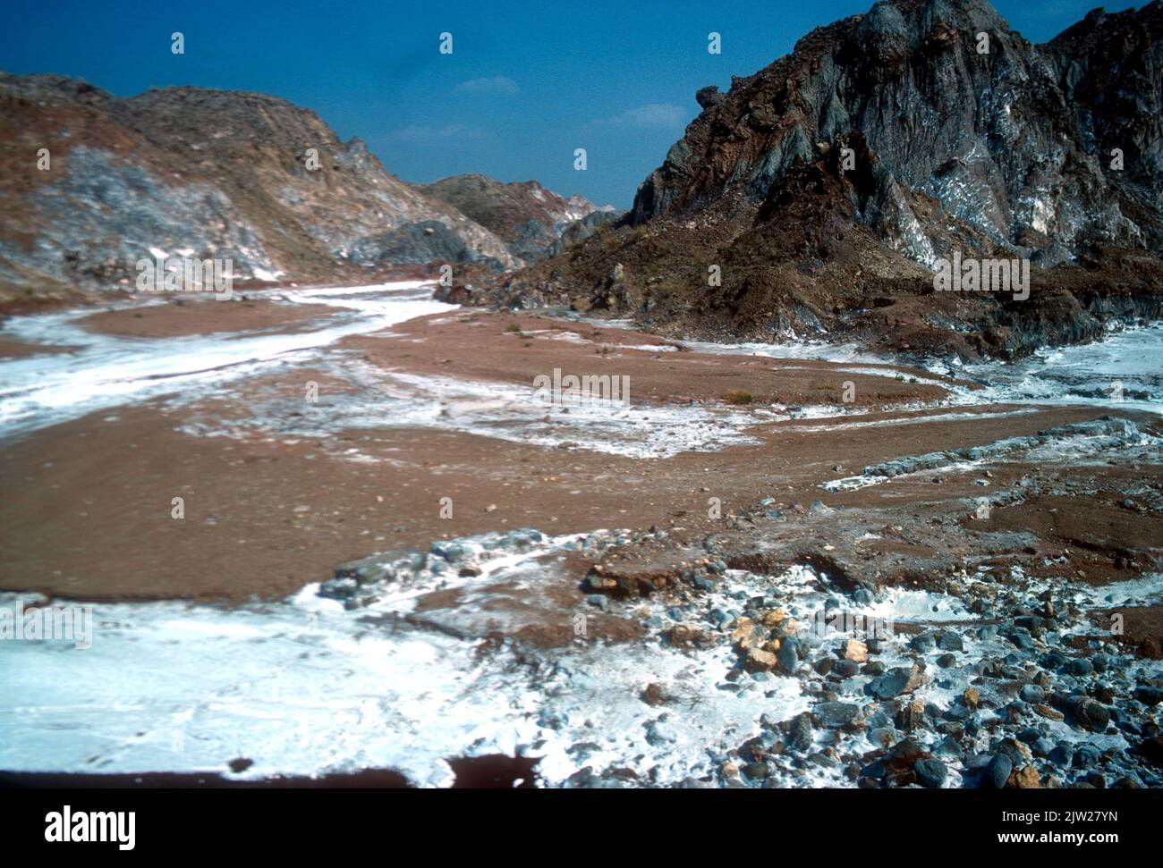 River of salt, Kerak district Khyber Puktunwala Pakistan, 1979 Stock Photo