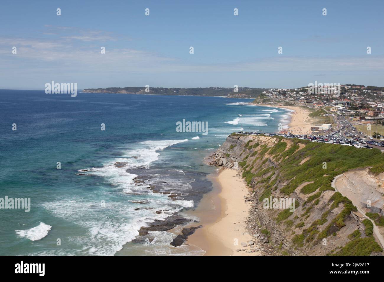 Bar Beach and Merewether on a summer day - Newcastle Australia. Newcastle is Australia's second oldest city and is home to many fine beaches. Stock Photo