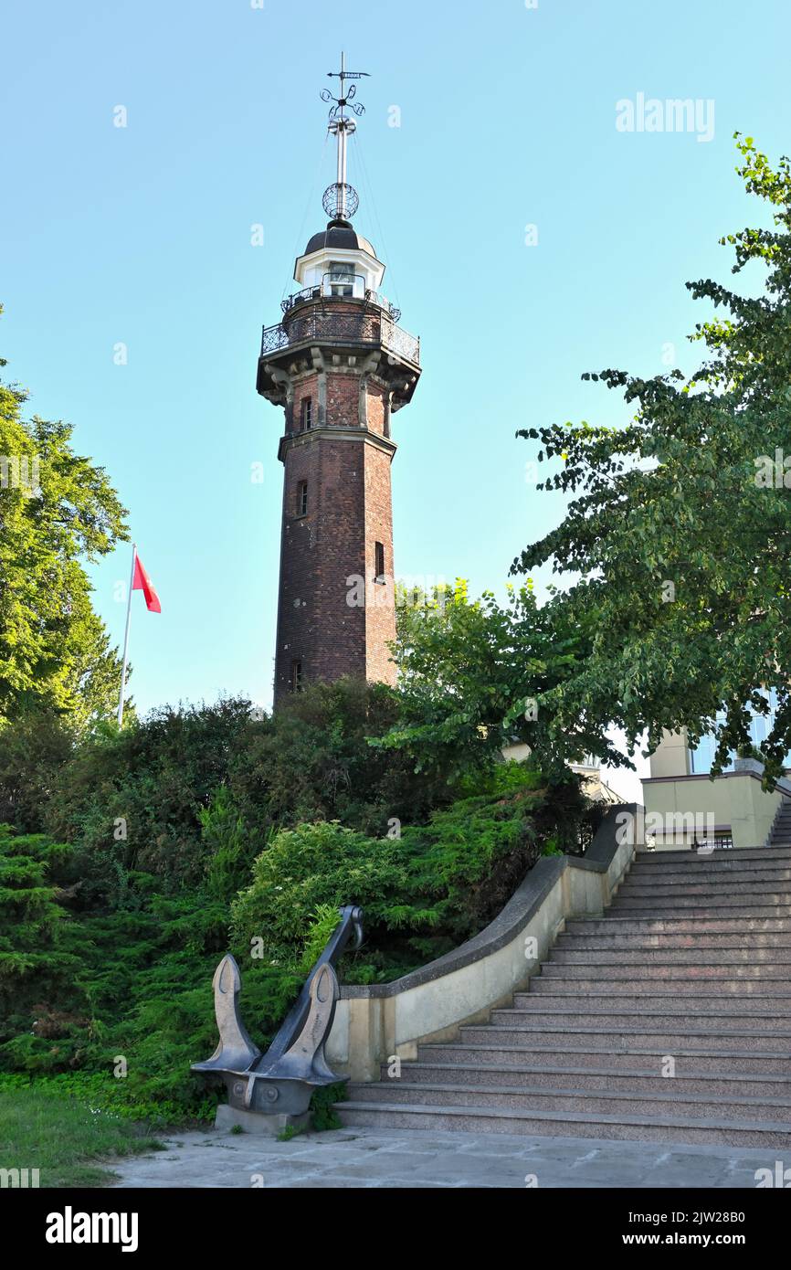 Gdansk Lighthouse - a historic lighthouse on the Polish Baltic coast Stock Photo