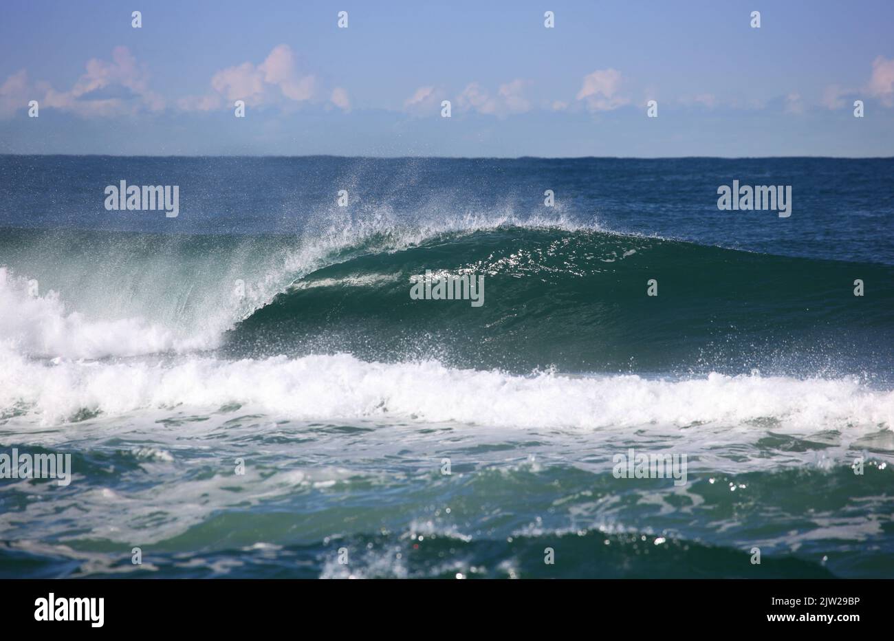 A powerful wave goes unridden at Bar Beach - Newcastle Australia Stock Photo