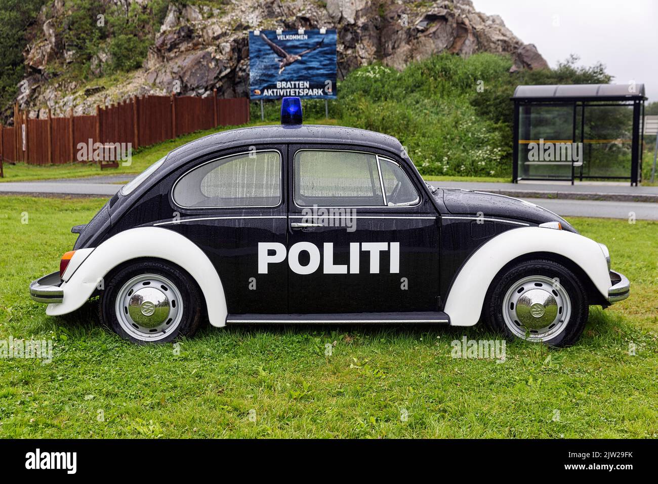 Black and white police patrol car VW Beetle, vintage car from 1965 with ...