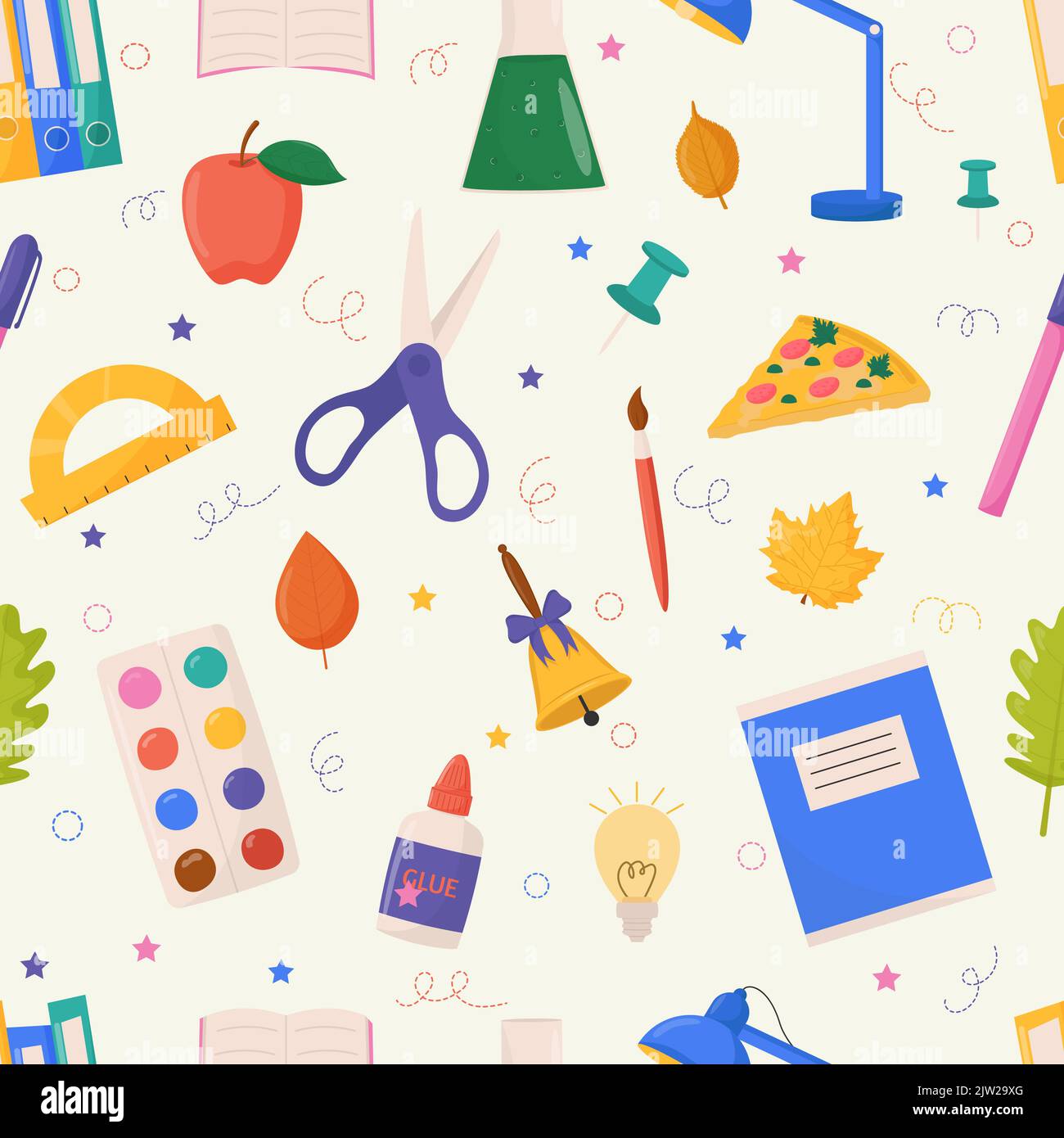 School and education related objects seamless pattern. Vector illustration Stock Vector