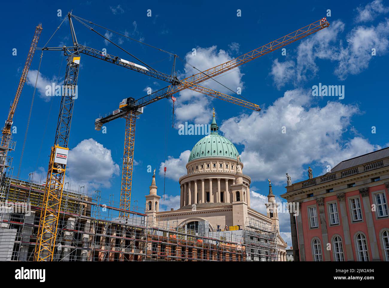 Construction site, new buildings at the Nikolaikirche, Potsdam, Brandenburg, Germany Stock Photo