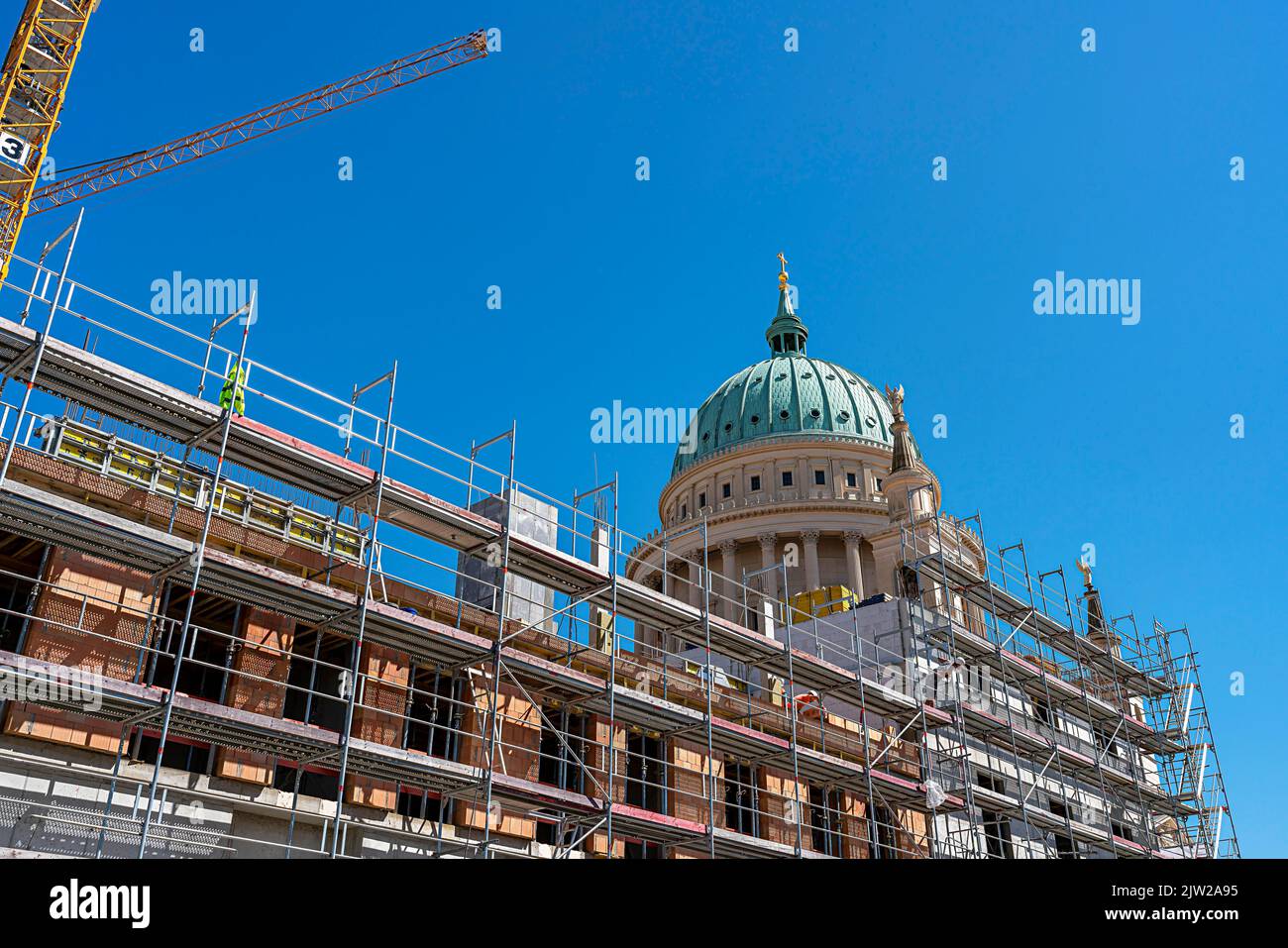Construction site, new buildings at the Nikolaikirche, Potsdam, Brandenburg, Germany Stock Photo