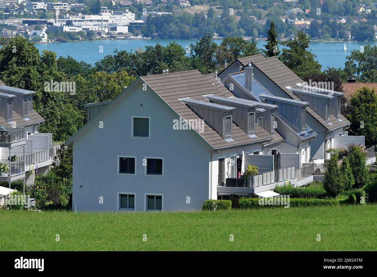 Residential quarter multifamily houses, Switzerland Stock