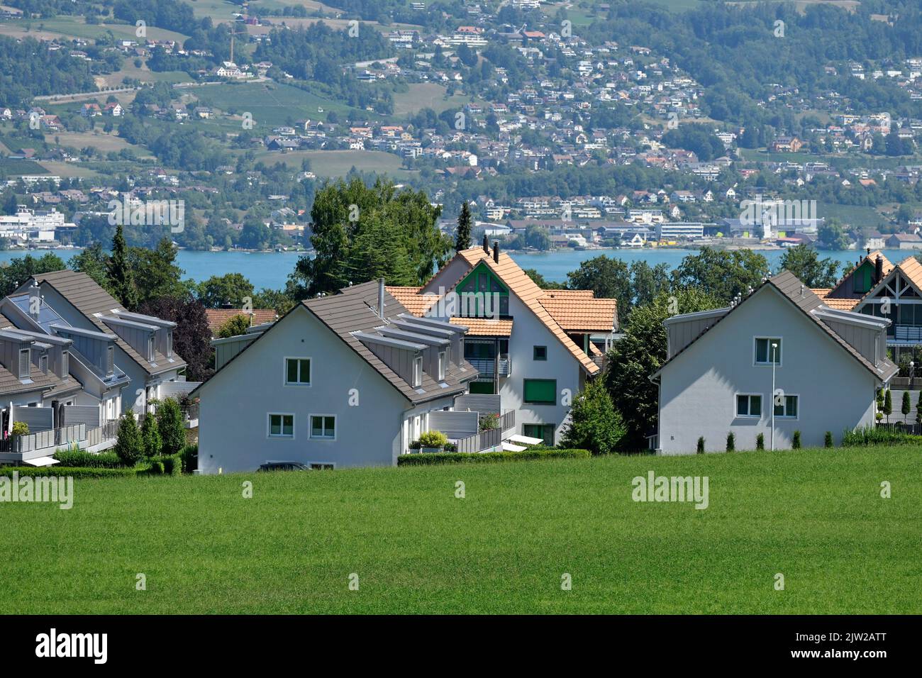 Residential quarter multifamily houses, Switzerland Stock