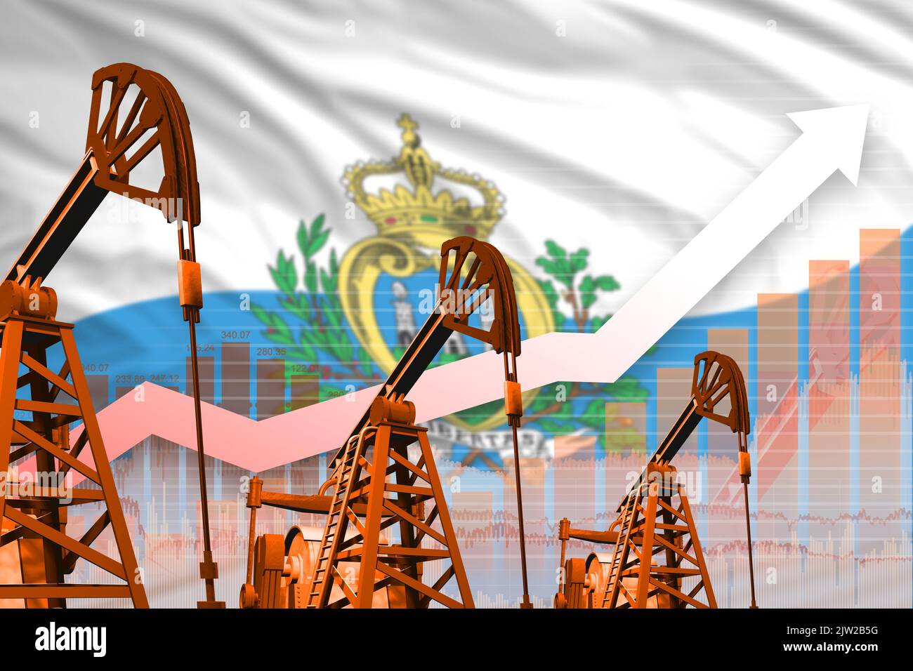 San Marino oil industry concept, industrial illustration - rising up ...