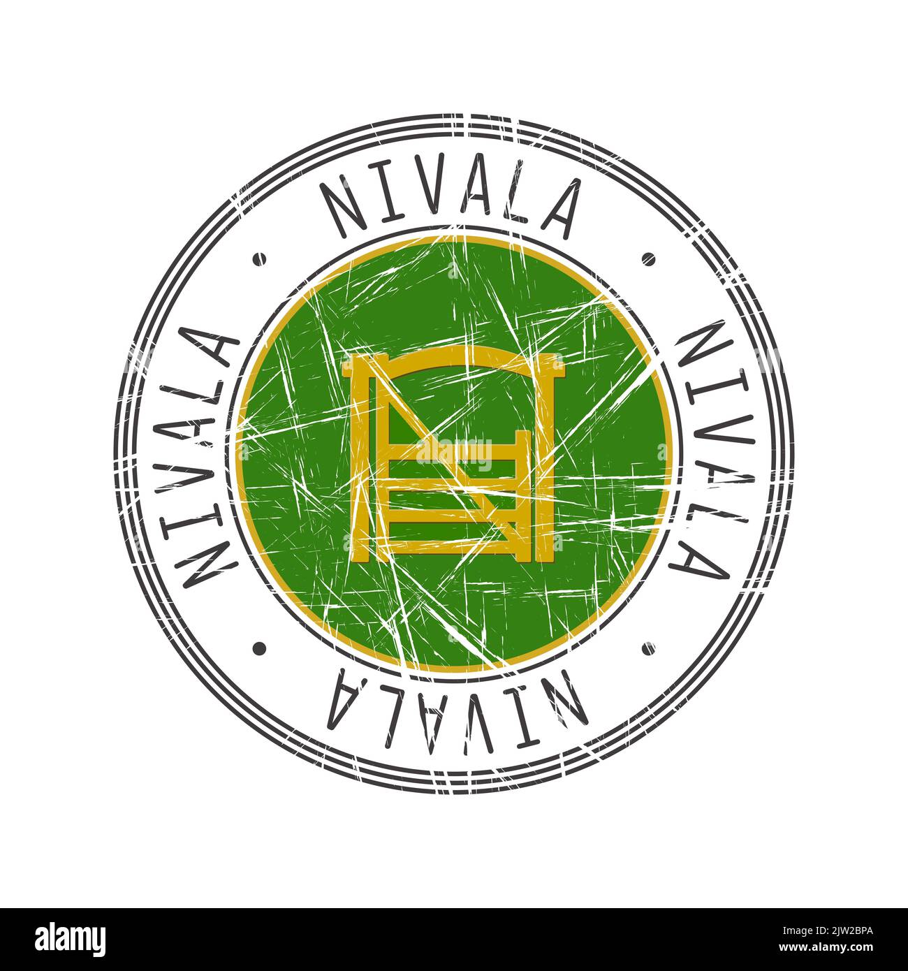 Nivala city, Finland. Grunge postal rubber stamp over white background Stock Photo