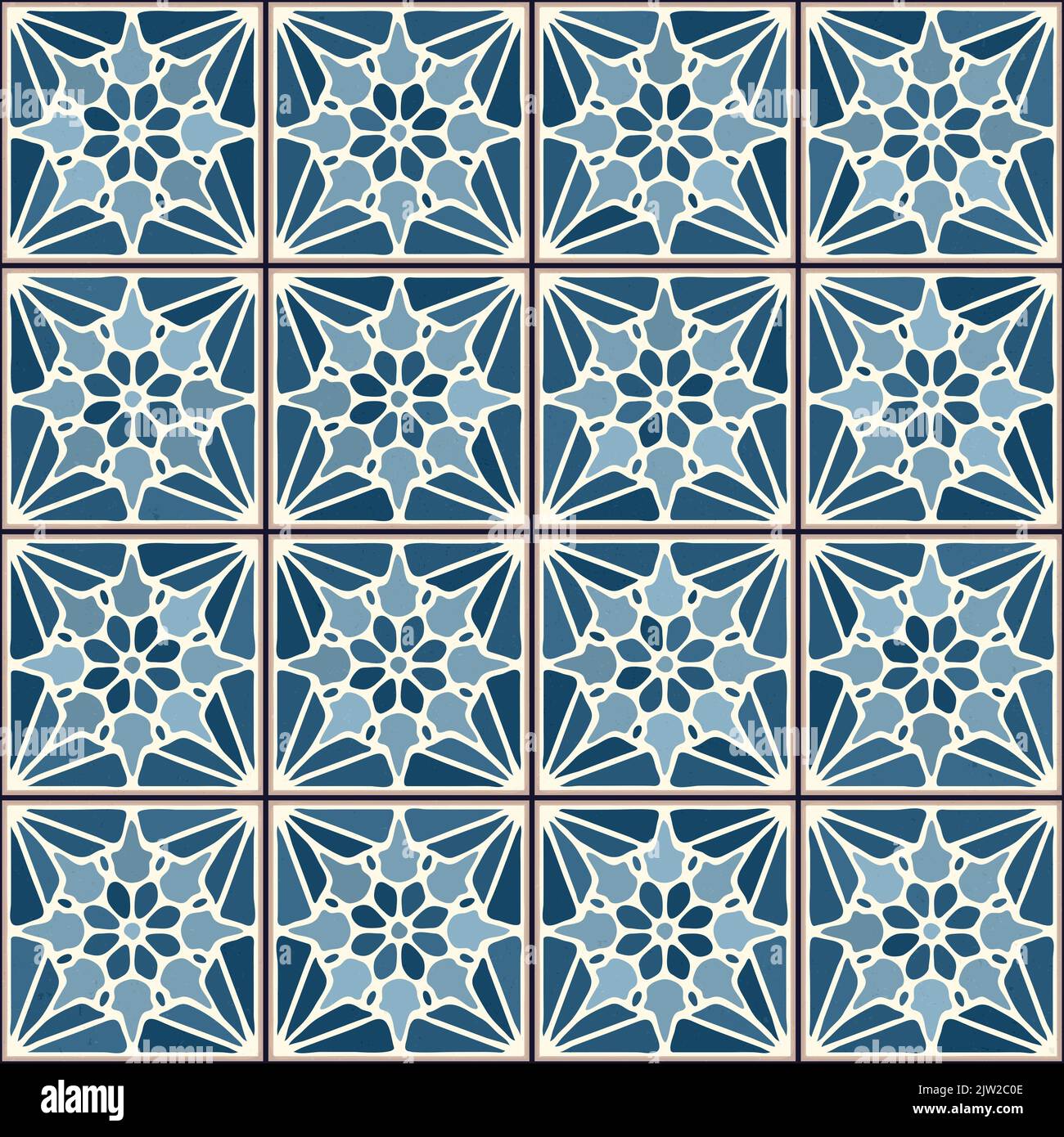 Vintage ceramic tiles vector pattern Stock Photo