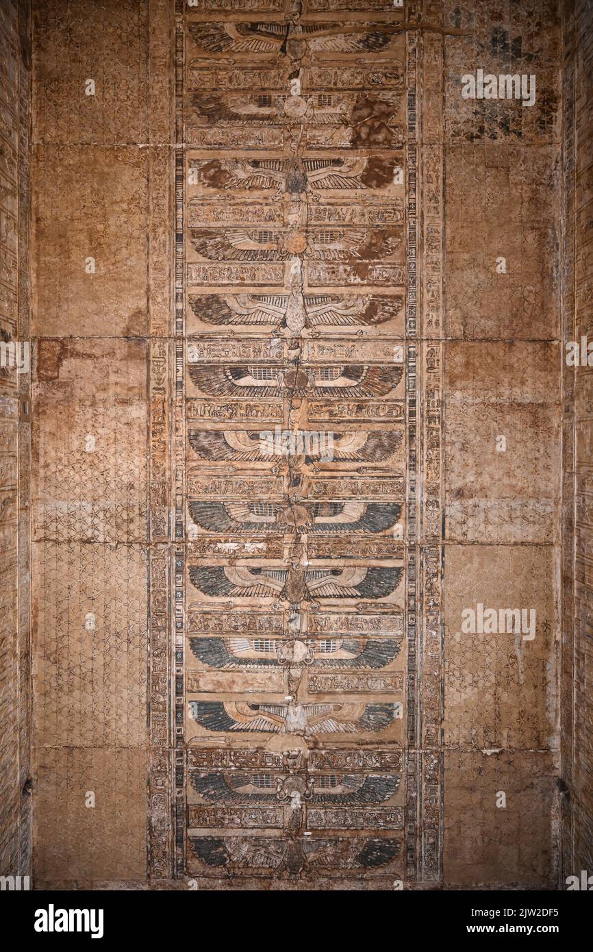 Ceiling relief, vulture, interior, birth temple Mamisi of the goddess ...