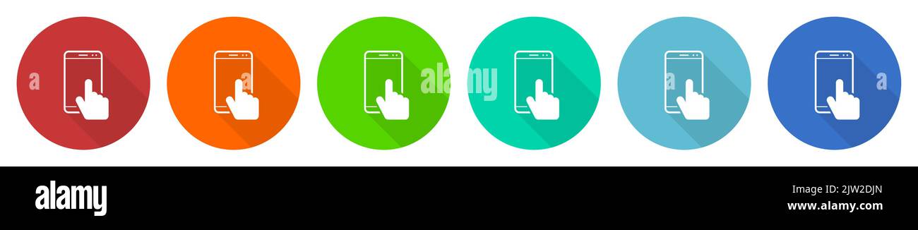 Smartphone, mobile phone icon set, flat design vector illustration in 6 ...