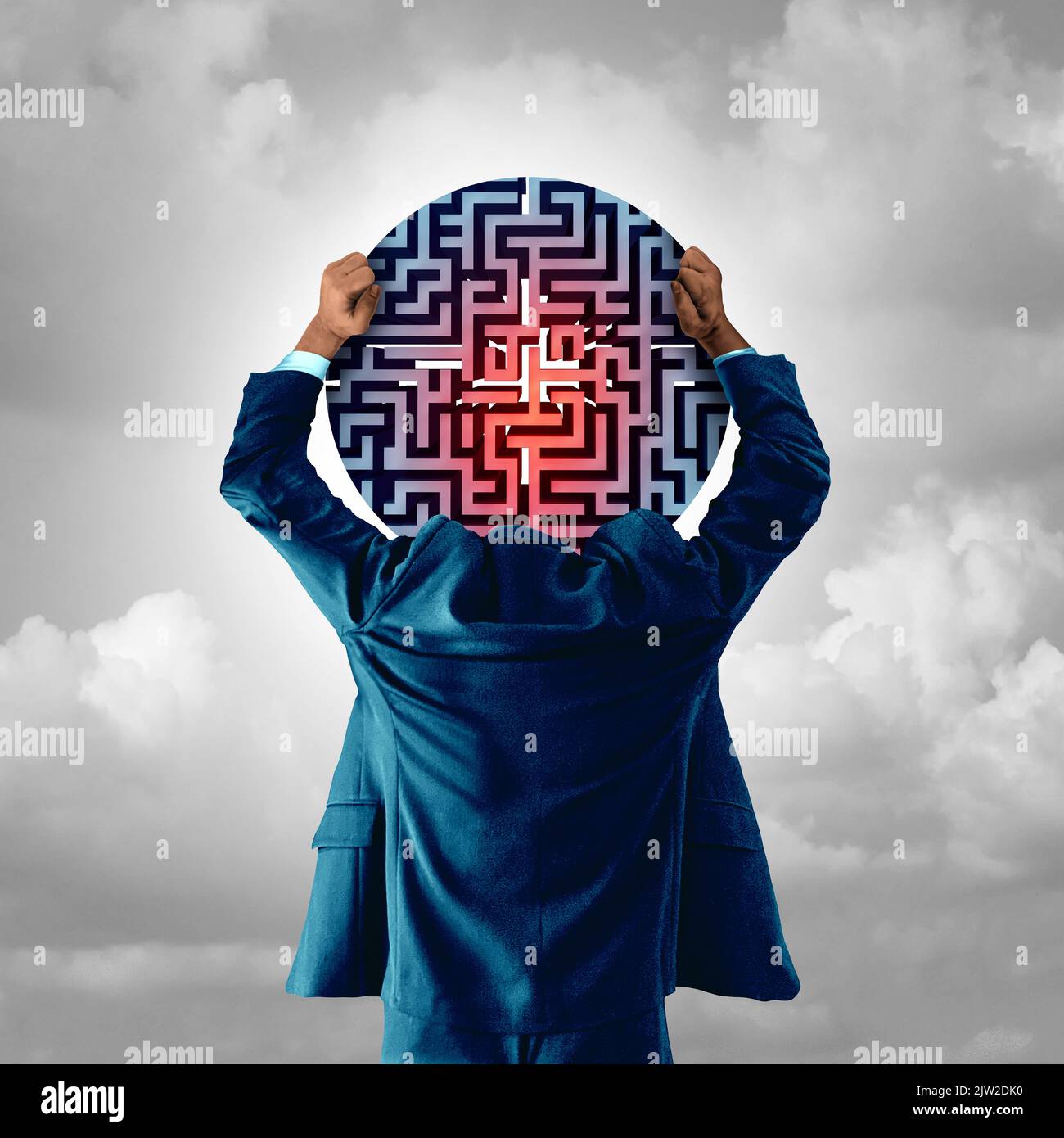 Psychology challenges and Schizophrenia psychiatric disease or mental disorder as a psychiatry and psychological concept for human abnormal. Stock Photo