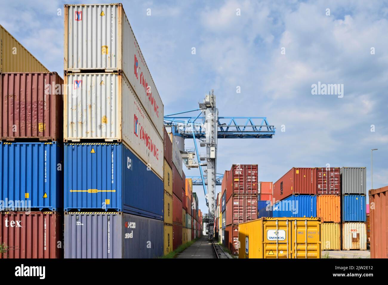 Swissterminal logistics service stacked containers, Switzerland Stock Photo Alamy