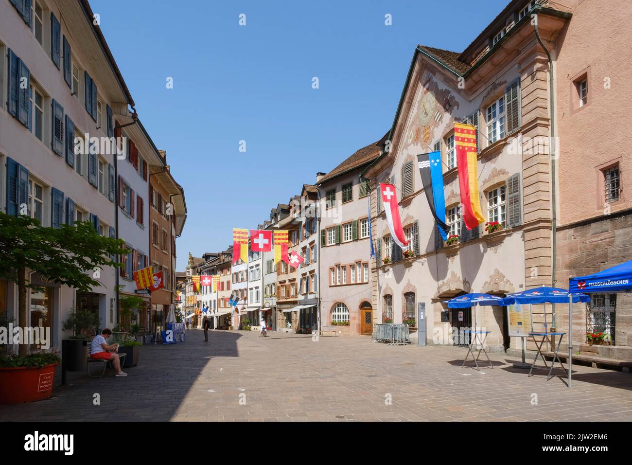 Town Hall in Marktgasse, pedestrian zone, Rheinfelden, Canton Aargau, Switzerland Stock Photo