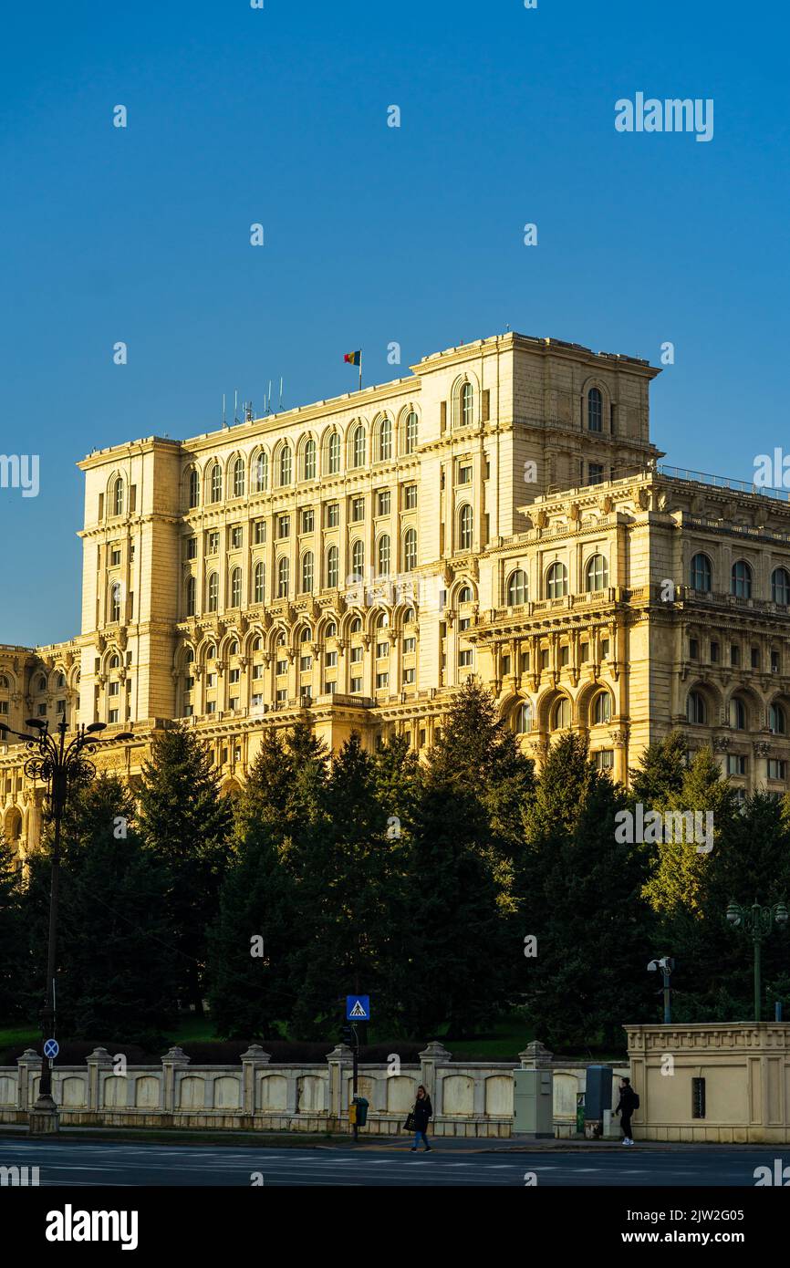 Detail of Palace of the Parliament, Bucharest, Romania Stock Photo