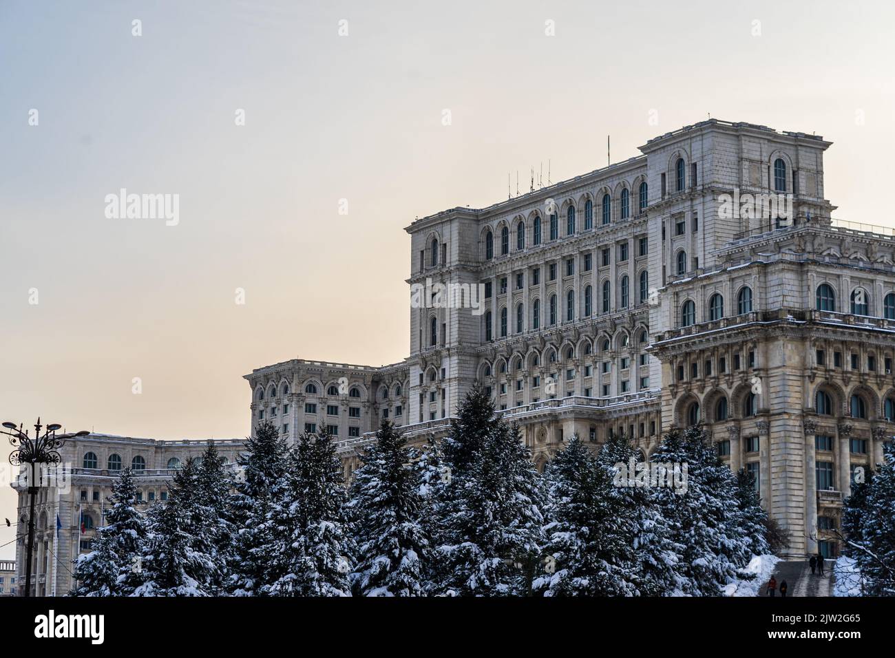 Palace of the Parliament, Bucharest, Romania - winter scene Stock Photo