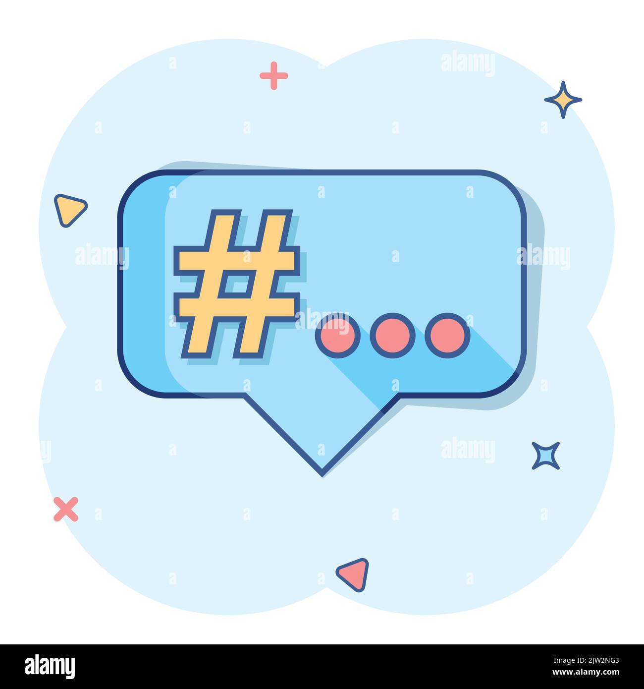 Vector cartoon hashtag icon in comic style. Social media marketing ...