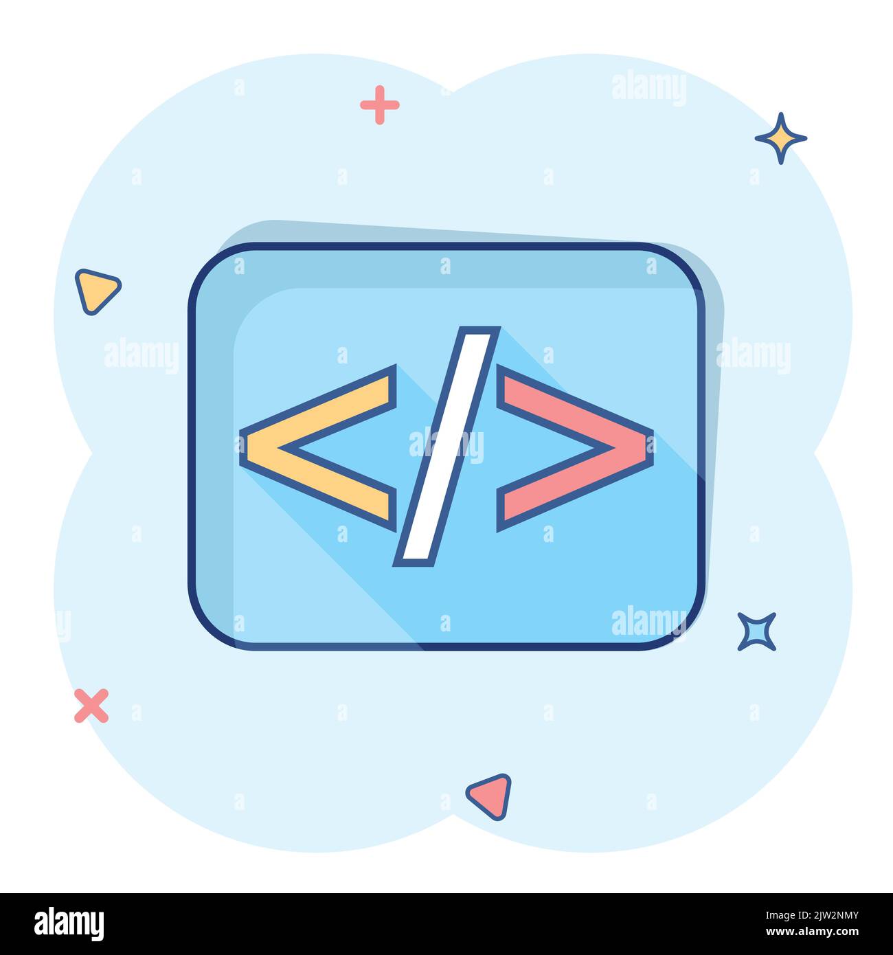 Vector cartoon open source icon in comic style. Api programming concept ...