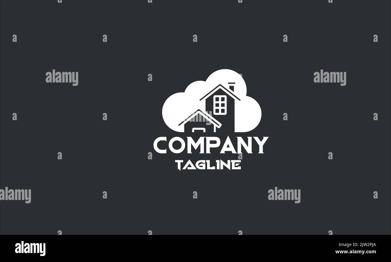 minimal real estate cloud home logo template Stock Vector