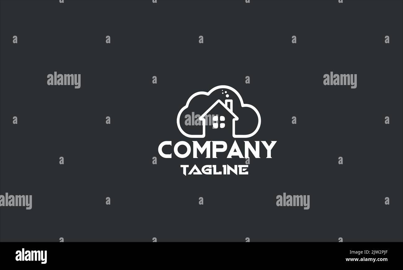minimal real estate cloud home logo template Stock Vector