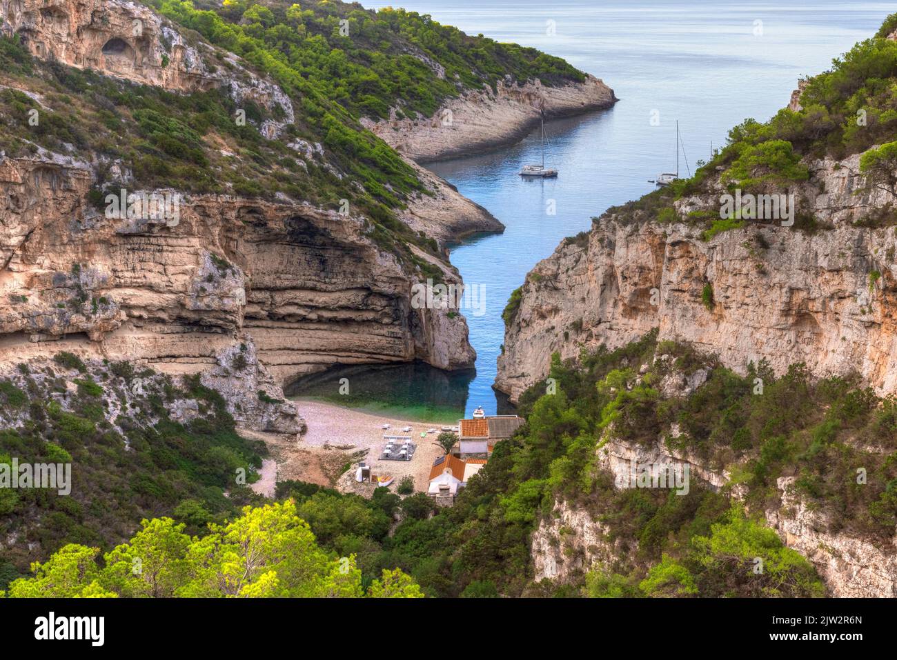 Stiniva Bay, Island of Vis, Dalmatia, Croatia Stock Photo