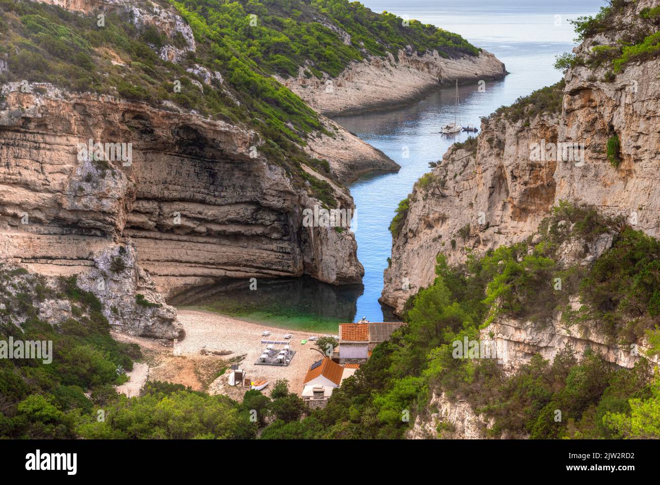 Stiniva Bay, Island of Vis, Dalmatia, Croatia Stock Photo