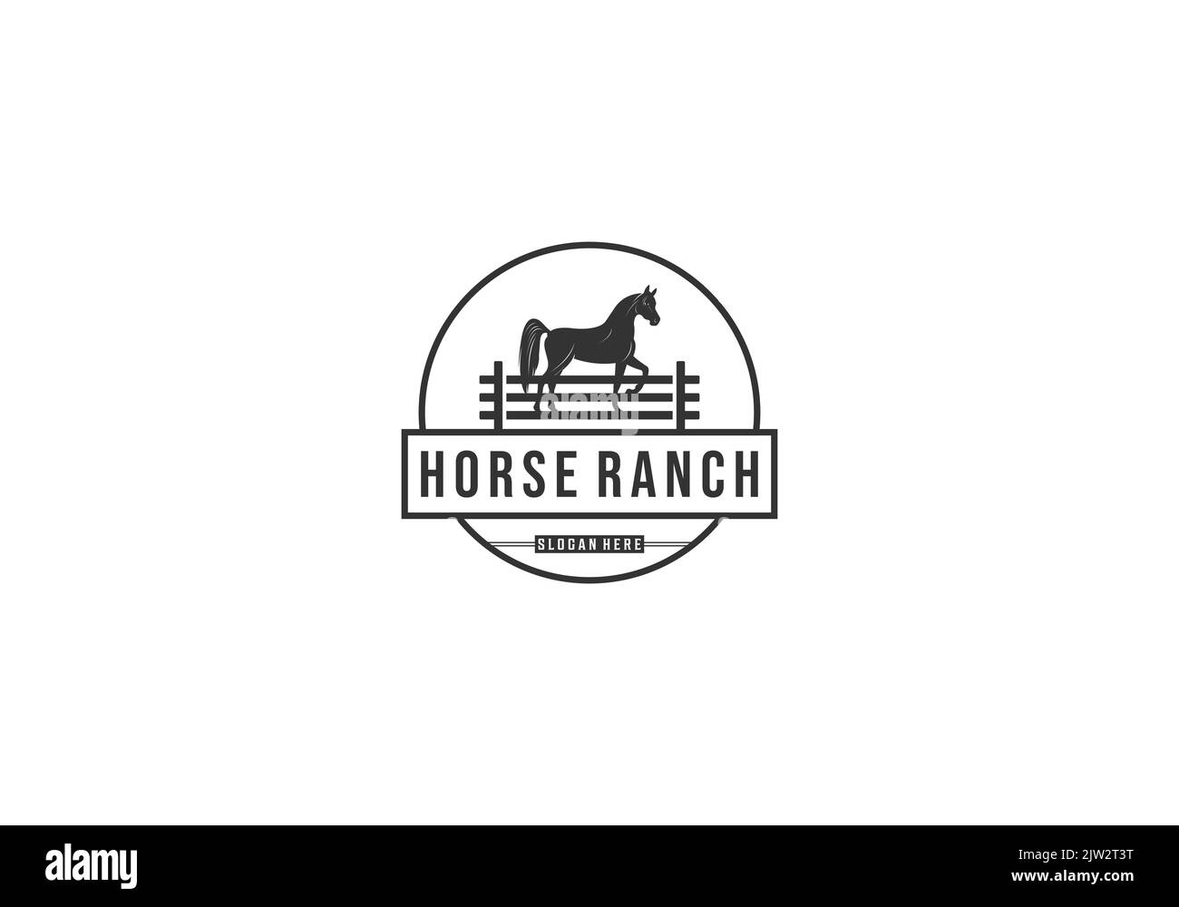 A circular Horse Ranch logo design with editable text Stock Vector