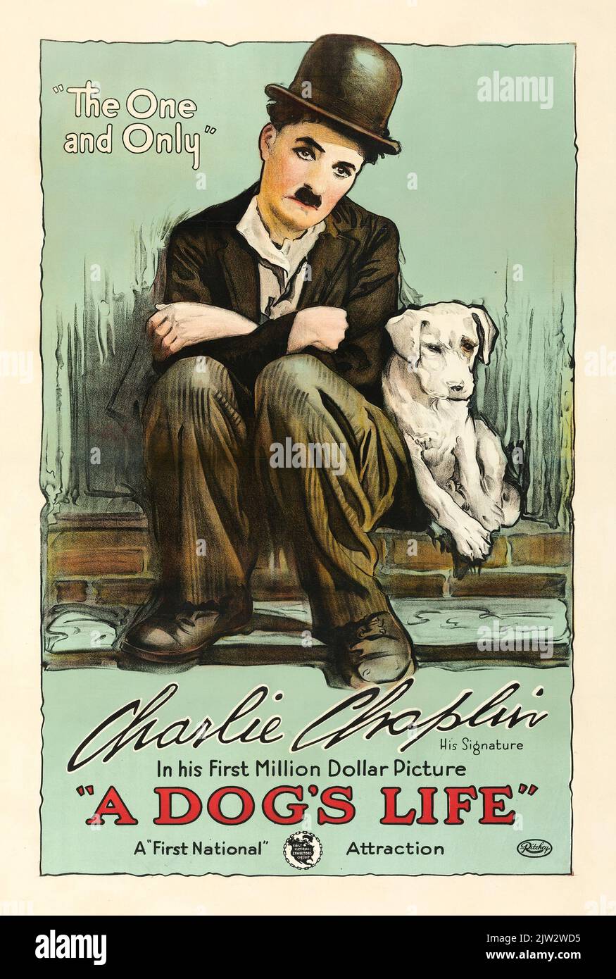 A Dog's Life (First National, 1918) Charlie Chaplin film poster Stock Photo