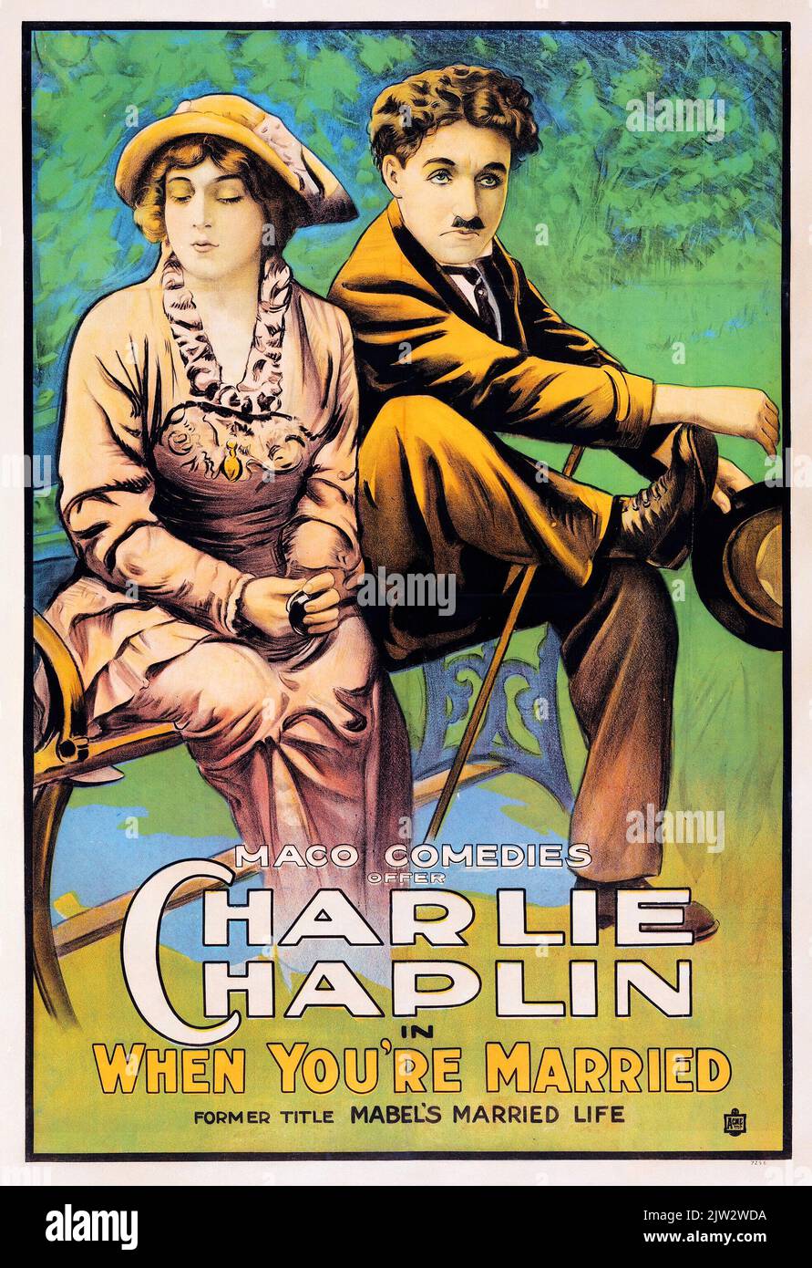 Charlie Chaplin in Mabel's Married Life (Maco Comedies, R-1920s). Reissue Title - When You're Married Stock Photo