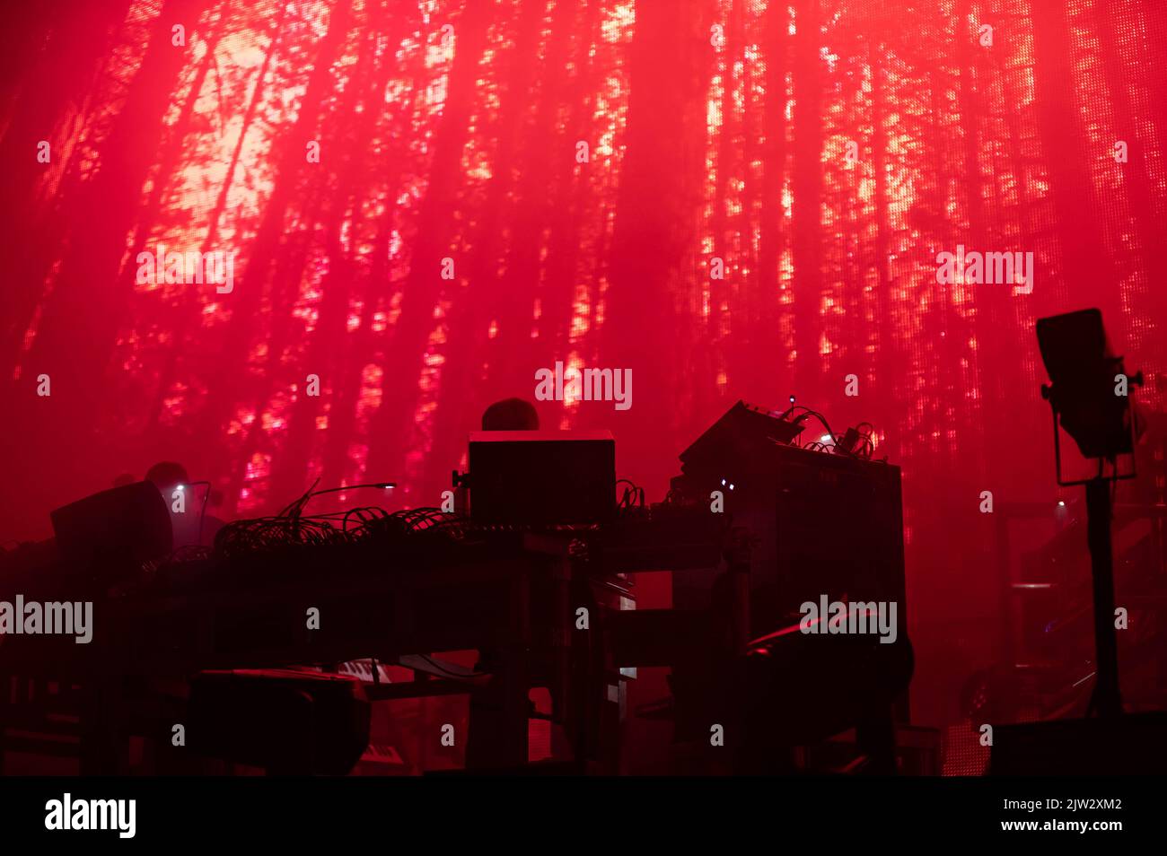 Photographs of the Chemical Brothers performing at the Connect Festival