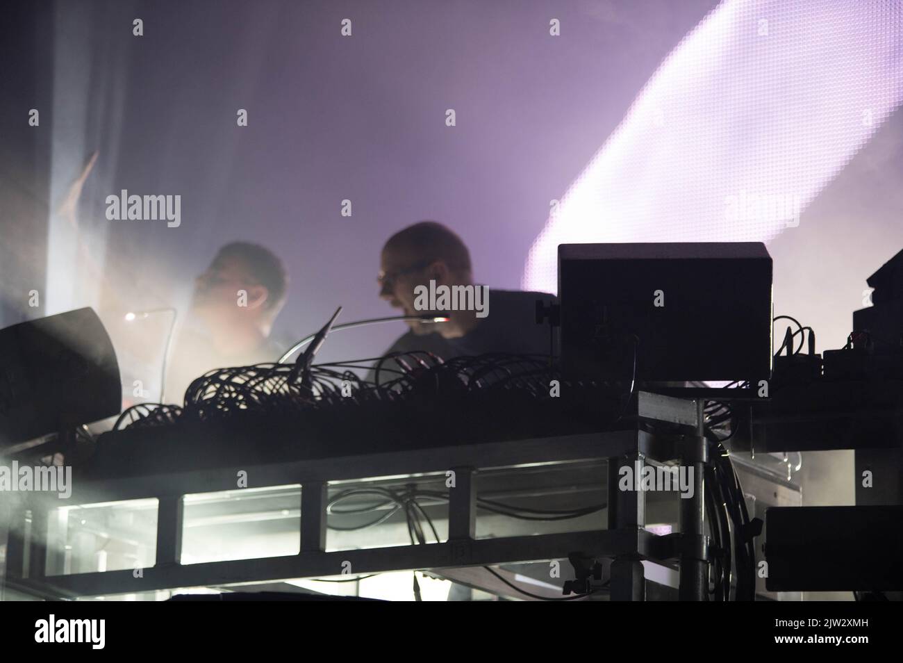 Photographs of the Chemical Brothers performing at the Connect Festival