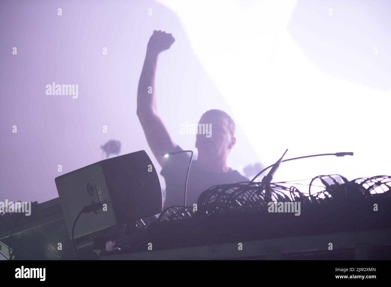 Photographs of the Chemical Brothers performing at the Connect Festival