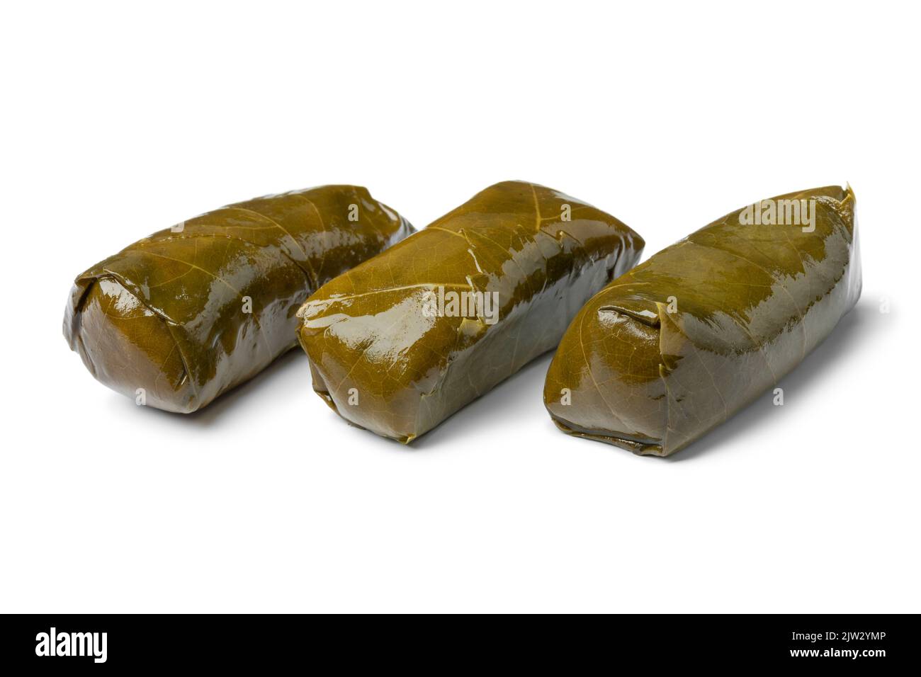 Pieces of Greek dolmades isolated on white background close up Stock Photo