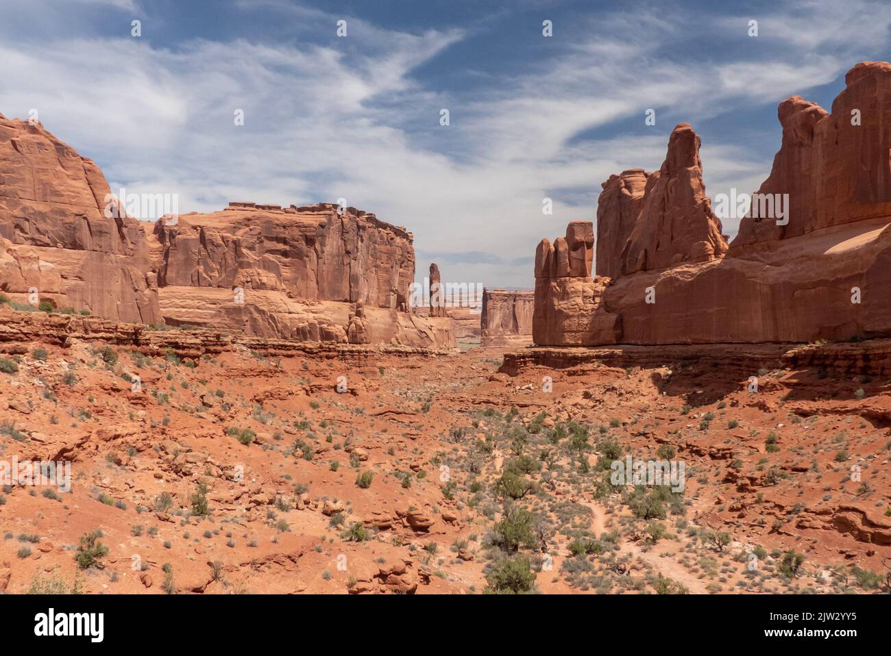 Arches National Park in Utah: Park Avenue overlook Stock Photo