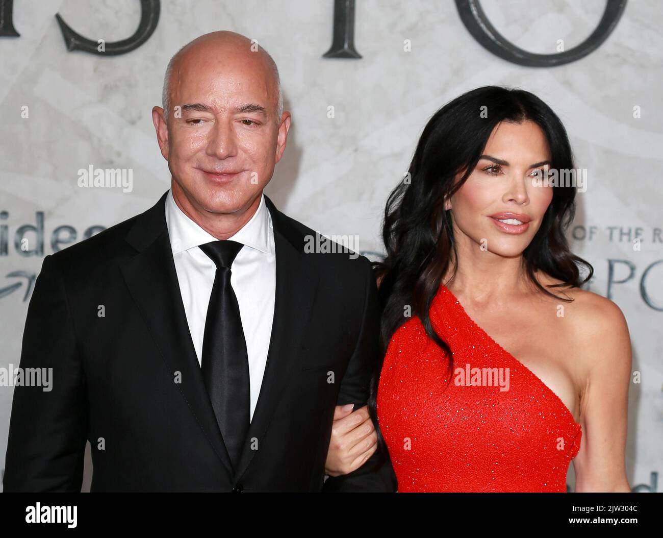 Jeff Bezos and Lauren Sanchez attend The Lord of the Rings: The Rings ...