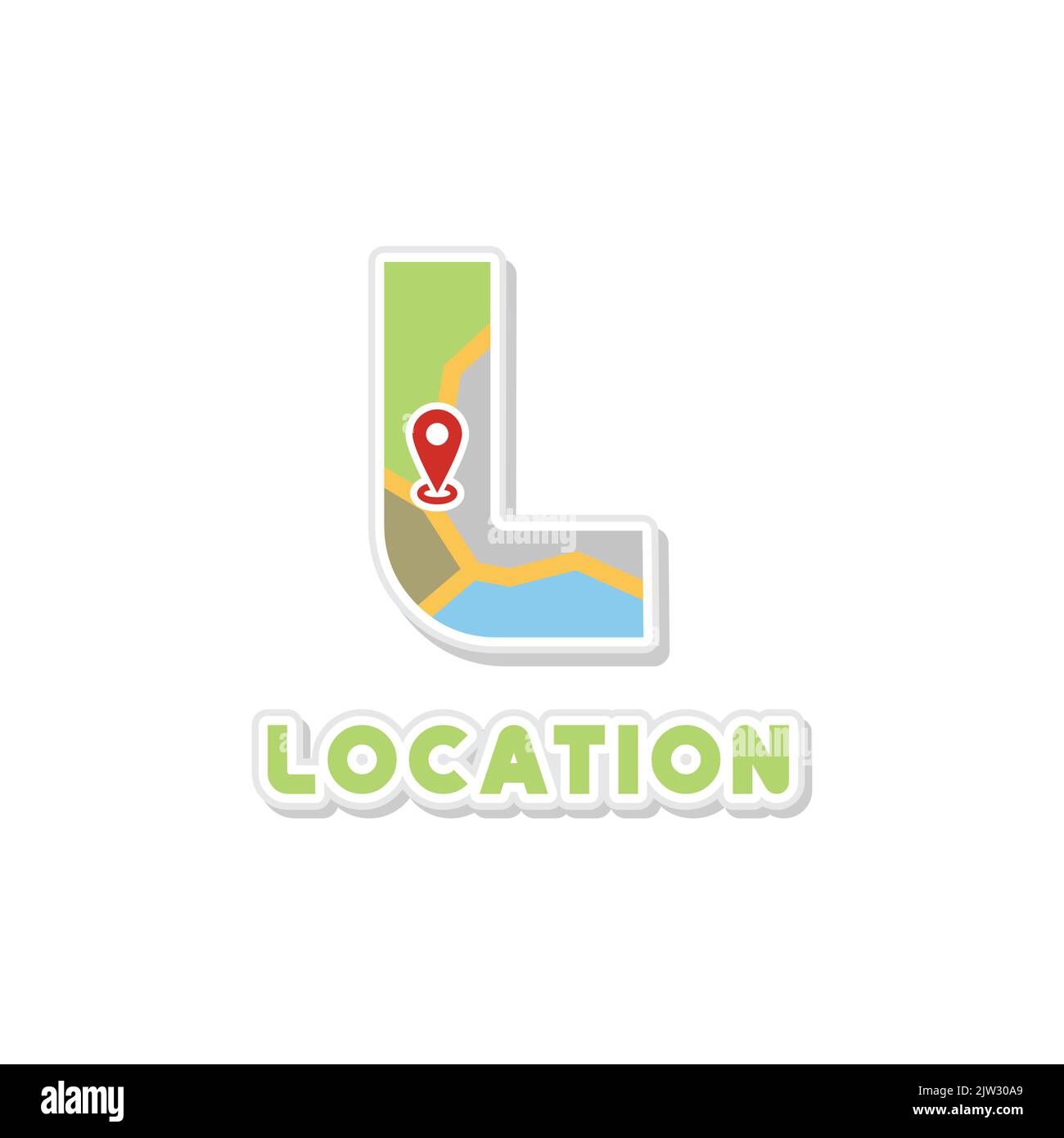 Letter L Location For GPS Map Application Logo, Street Route finder And Location Stock Vector