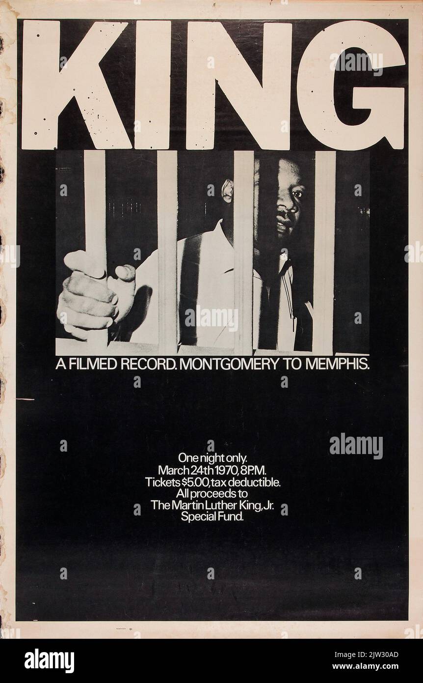 King A Filmed Record Montgomery to Memphis (1970 poster) Montgomery to Memphis is a 1970 American documentary film biography of Martin Luther King Jr. and his creation and leadership of the nonviolent campaign for civil rights and social and economic justice in the Civil Rights Movement. Stock Photo