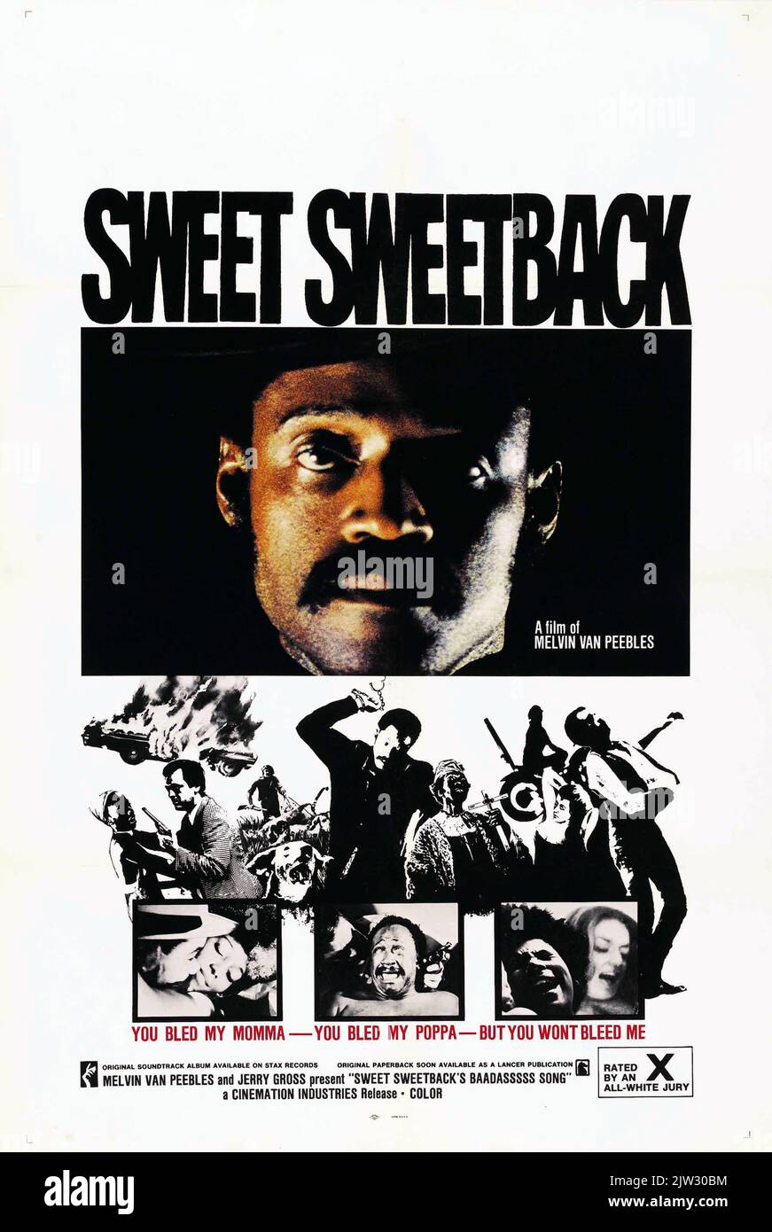Vintage movie poster for the independent film Sweet Sweetback's Baadasssss Song 1971 - Melvin Van Peebles Stock Photo