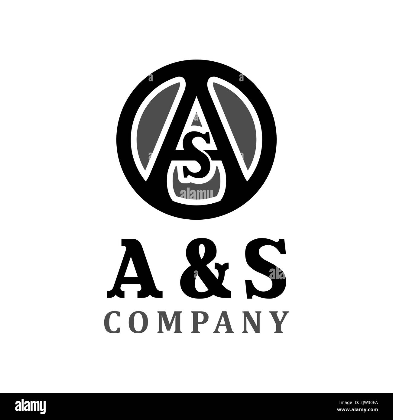 Initials Letter A S or S A Rounded Logo Vector Desain Stock Vector