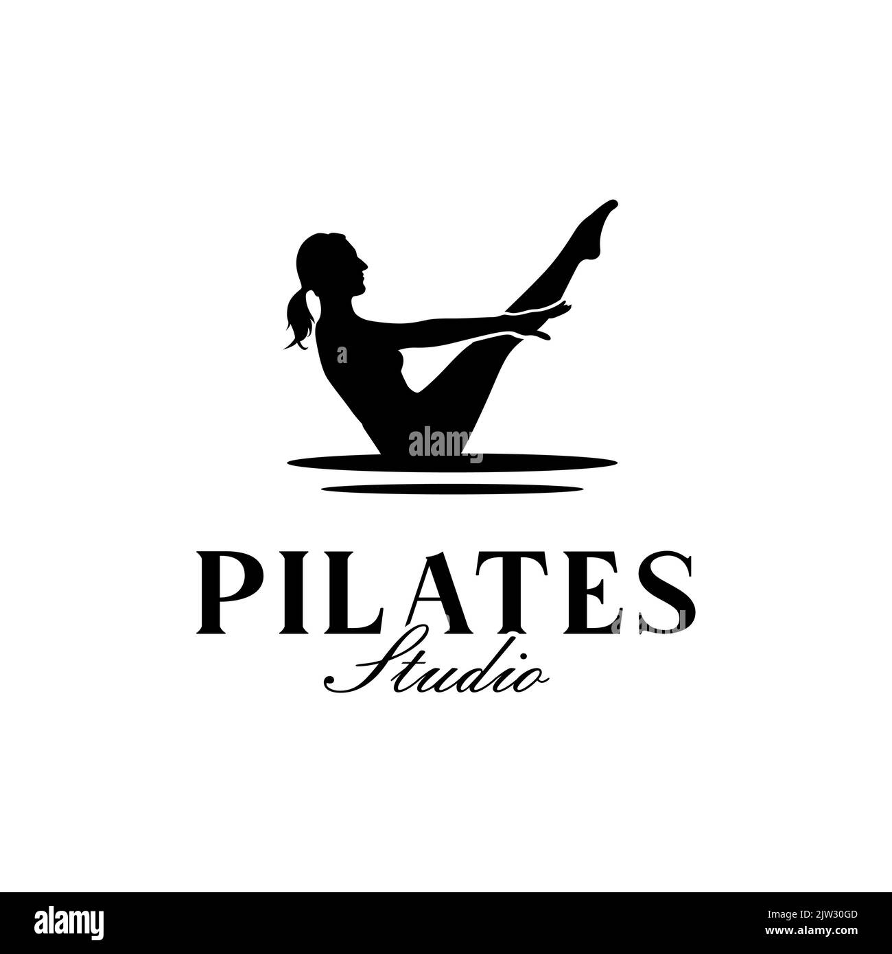 Silhouette of Woman Sitting Yoga Pilates Pose For Gym Logo Or Yoga Vector Design Stock Vector