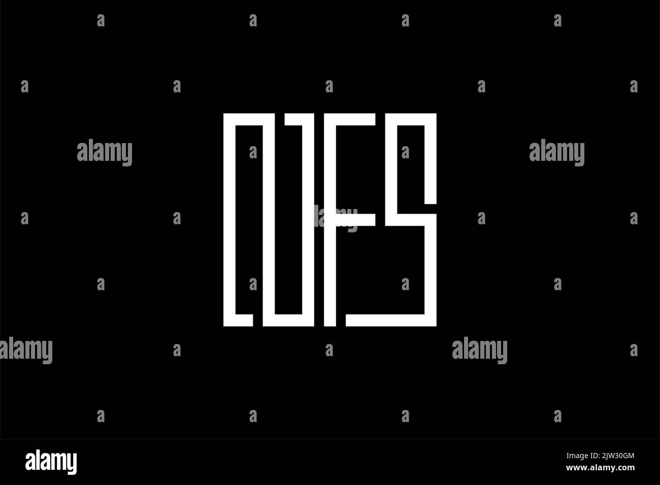 Initials Letter NFS Square Logo Design Simple Minimalist Line art Style Stock Vector